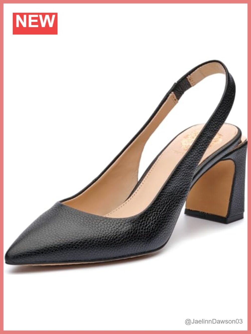 Leather Slingback Pumps Pointed Toe Block Heel Women's Dress Shoes